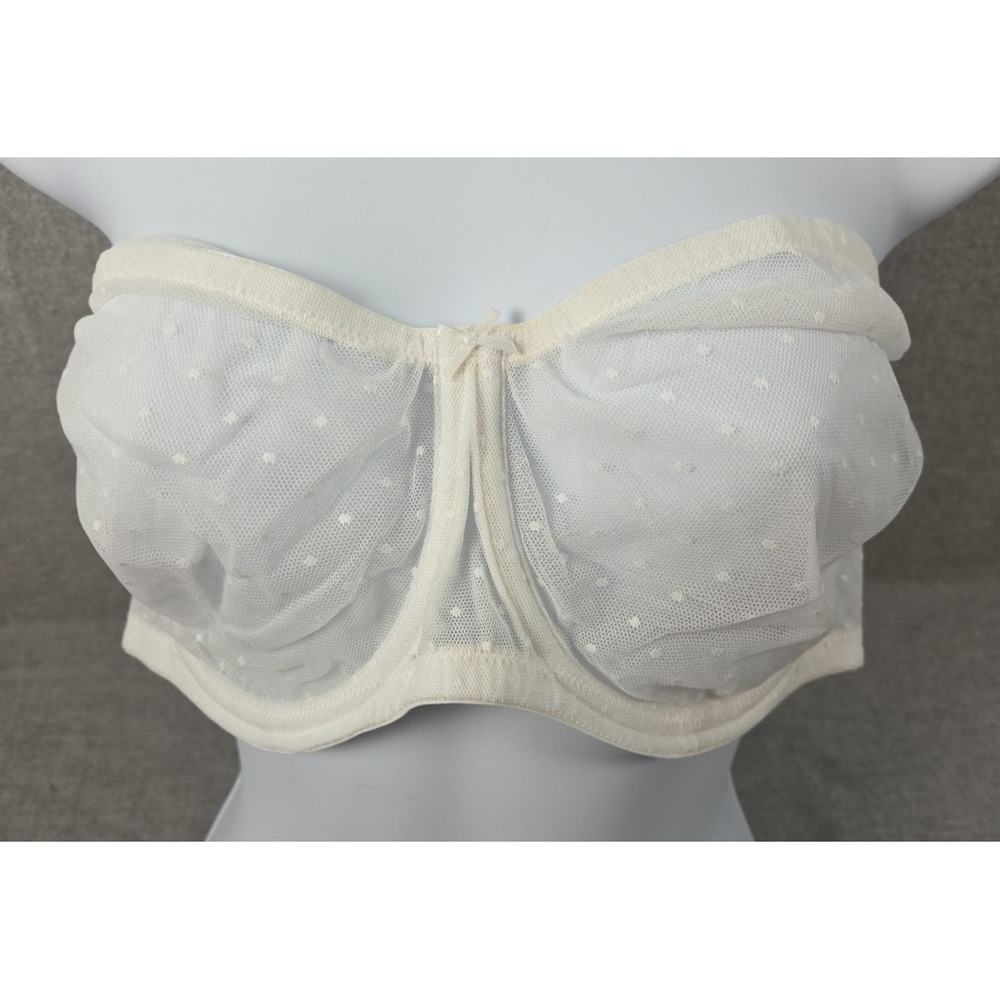 Women's Dobreva Lace Bra Underwire Balconette Unlined‎ Demi Sheer 38E White NEW